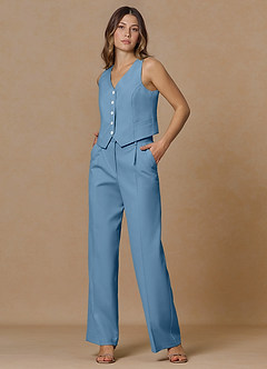 front Rowan Steel Blue Refined Weave Performance 2-Piece Suit