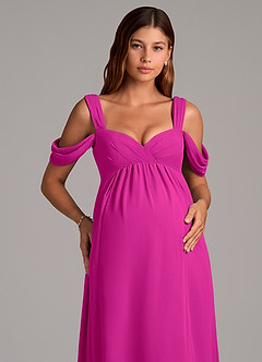 Azazie Rhea Maternity Bridesmaid Dresses A-Line Pleated Chiffon Floor-Length Dress image7