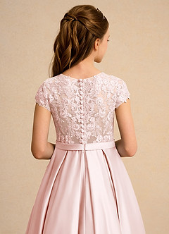 Azazie Bunny Girl vestidos de niña de las flores Vestido de Rosa Rubor de Encaje de Princesa image7