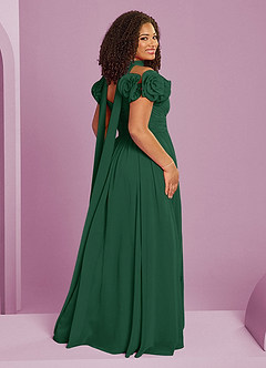 Barbie ♥ Azazie Jurken voor bruidsmeisjes Converteerbaar Jurk van Chiffon met A-Lijn Off the Shoulder Donkergroen image17