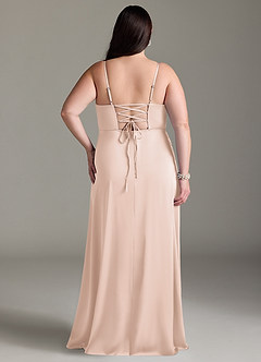 Azazie Marchella Bridesmaid Dresses Blushing Pink A-Line Corset Stretch Satin Dress image8