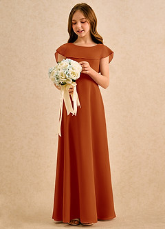 Azazie Kittie Girls Formal Flower Girl Klänningar Klä A-Line i Chiffong image3