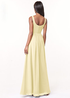 Azazie Keyla Bridesmaid Dresses Lemon Sorbet A-Line V-Neck Pleated Chiffon Dress image2