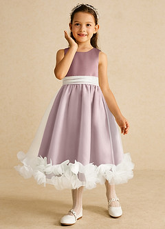 Azazie Stardust Flower Girl Dresses Dusty Rose A-Line Sleeveless Organza Dress image5