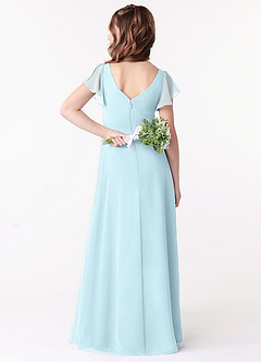 Azazie Omari Junior Cloud Blue A-Line Ruched Chiffon Dress image2