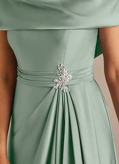 Azazie Branford Abiti per la Madre della Sposa Abito A-Line in Raso Elasticizzato Plissettato Agave image4
