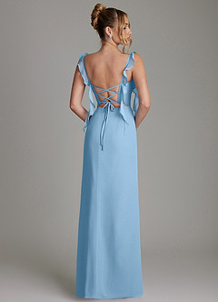 Azazie Jessamine Bridesmaid Dresses Steel Blue Mermaid Corset Chiffon Dress image8