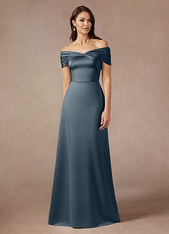 Azazie Amelia Mother of the Bride Dresses Twilight A-Line Off the Shoulder Stretch Satin Dress image1