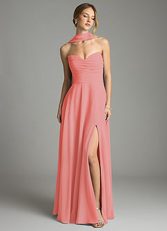 Azazie Ayla Abiti da Damigella Abito A-Line in Chiffon Scollo a Cuore Corallo image9