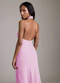 Azazie Lorena Bridesmaid Dresses Candy Pink Mermaid Pleated Chiffon Dress image6