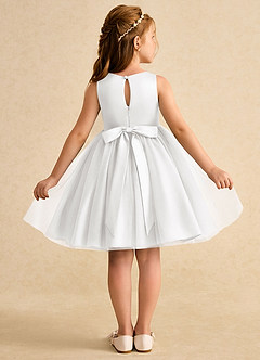 Azazie Prima Flower Girl Dresses White A-Line Bow Tulle Dress image2