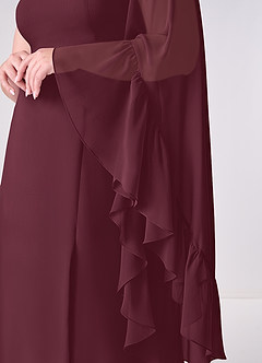 Barbie ♥ Azazie Jurken voor bruidsmeisjes Jurk van Chiffon met A-Lijn Lange mouw Cabernet image10