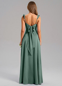 Azazie Everett Bridesmaid Dresses Eucalyptus A-Line Stretch Satin Dress image2