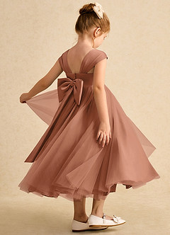 Azazie Chickadee Flower Girl Dresses Bronzer Ball-Gown Sweetheart Neckline Matte Satin Dress image1