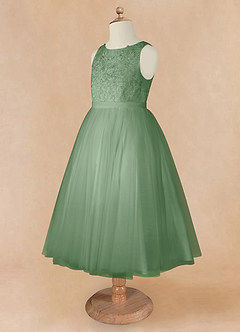 Azazie Calla vestidos de niña de las flores Vestido de Matcha de Tul de Princesa con Encaje image9