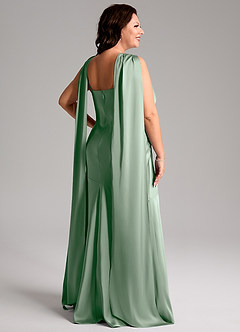 Azazie Kinsley Bridesmaid Dresses Agave Mermaid Side Slit Stretch Satin Dress image9