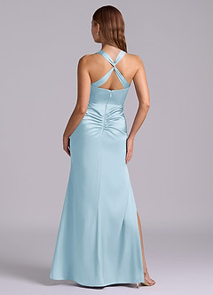 Azazie Amelie Bridesmaid Dresses Sky Blue A-Line Pleated Stretch Satin Dress image7