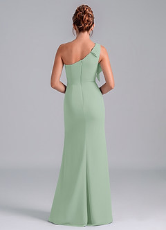 Azazie Rinna Bridesmaid Dresses Agave Mermaid One Shoulder Chiffon Dress image2