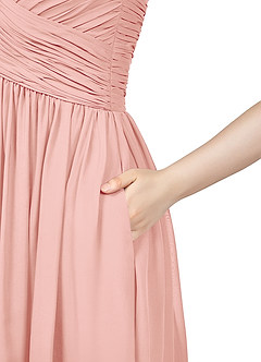 Azazie Angie Bridesmaid Dresses Rosette A-Line Corset Chiffon Dress image6