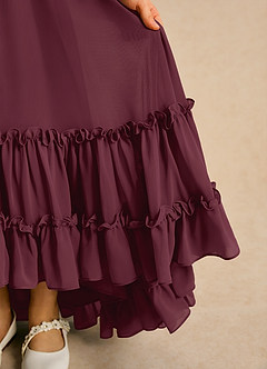 Azazie Kass Flower Girl Dresses Cabernet A-Line Pleated Chiffon Dress image7