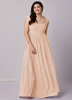 Barbie ♥ Azazie Bridesmaid Dresses English Rose A-Line Corset Chiffon Dress image23