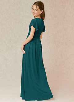 Azazie Mosley Junior Peacock A-Line Ruched Mesh Dress image2
