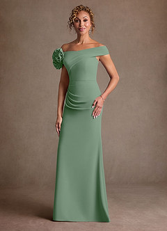 Azazie Gwynne vestidos de madre de la novia Vestido de Matcha de Crepé elástico de Corte Sirena con Vestidos sin tirantes image4