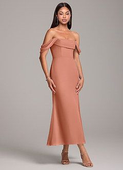 Azazie Saige Jurken voor bruidsmeisjes Converteerbaar Jurk van Chiffon met Kolom Off the Shoulder Meer Gesneden image4