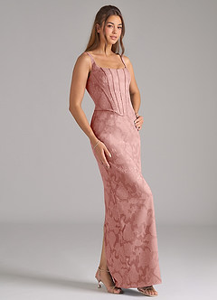 Azazie Kenna Robes de demoiselle d'honneur Robe Fourreau en Blumen-Burnout Fente Latérale Rosette image4