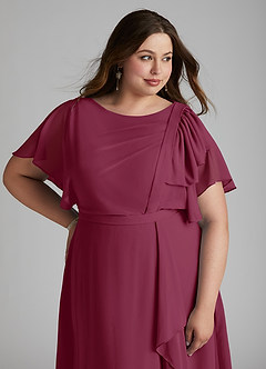 Azazie Aaliyah Modest Bridesmaid Dresses A-Line Scoop Pleated Chiffon Floor-Length Dress image11