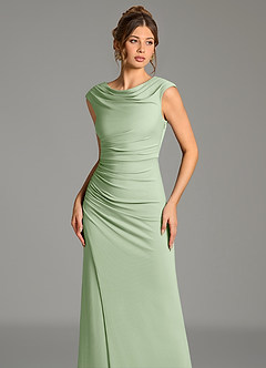 Azazie Chantal Bridesmaid Dresses Dusty Sage Mermaid Pleated Premium Stretch Jersey Dress image4