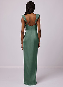 Barbie ♥ Azazie Bridesmaid Dresses Eucalyptus Sheath Stretch Satin Dress image5