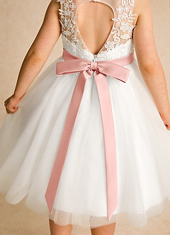 Azazie Lettie vestidos de niña de las flores Vestido de Marfil Rosetón de Encaje de Princesa image5