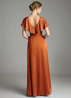 Azazie Lainey Vestidos de damas de honor Vestido de Canela de Satén Elástico de Corte en A con Con bolsillos image7