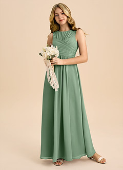 Azazie Skyla Junior Matcha A-Line Pleated Chiffon Dress image5