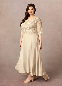 Azazie Monza Abiti per la Madre della Sposa Abito A-Line in Chiffon Pizzo Champagne image8