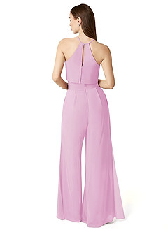 Azazie Kenzi Bridesmaid Dresses Candy Pink Pleated Chiffon Jumpsuit image2