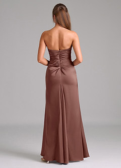 Azazie Lucille Jurken voor bruidsmeisjes Converteerbaar Jurk van Stretch Satijn met Zeemeermin Strapless Espresso image2