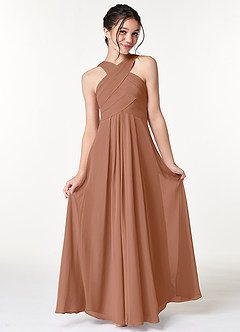 Azazie Kaleigh Junior Bronzer A-Line Pleated Chiffon Dress image3
