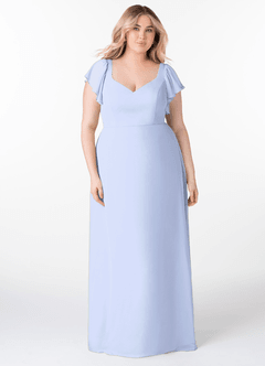 Azazie Syenna Abiti da Damigella Abito A-Line in Chiffon Increspato Ghiaccio image6