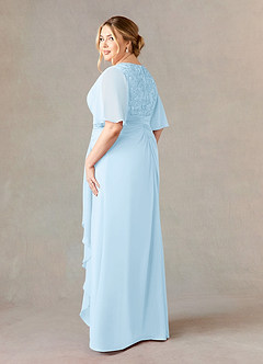 Azazie Carson Mother of the Bride Dresses Sky Blue A-Line V-Neck Lace Chiffon Dress image9