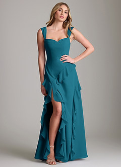 Azazie Sloane Bridesmaid Dresses Ink Blue A-Line Sweetheart Neckline Chiffon Dress image3
