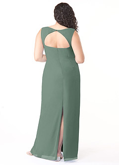 Azazie Flori Jurken voor bruidsmeisjes Jurk van Chiffon met Kolom Vierkante halslijn Eucalyptus image8