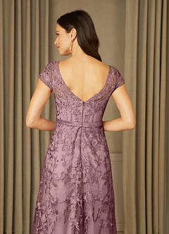 Azazie Sanna Mother of the Bride Dresses Dusty Rose A-Line Scoop Lace Tulle Dress image6