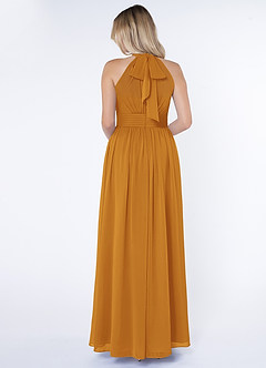 Azazie Iman Bridesmaid Dresses Butterscotch A-Line A-Line Ruched Chiffon Dress image2