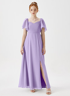 Azazie Chloe Junior Lilac A-Line Sweetheart Neckline Chiffon Dress image1