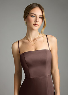 Azazie Wren Bridesmaid Dresses Ganache A-Line Strapless Stretch Satin Convertible Dress image3