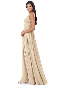 Azazie Robbie Final Sale Desert Rose A-Line Lace Chiffon Dress image4