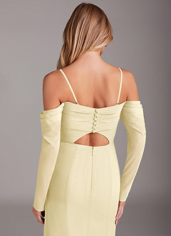 Azazie Hallie Bridesmaid Dresses Lemon Sorbet Mermaid Long Sleeve Chiffon Dress image6