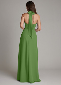 Azazie Myra Bridesmaid Dresses Basil A-Line High Neck Chiffon Dress image2
